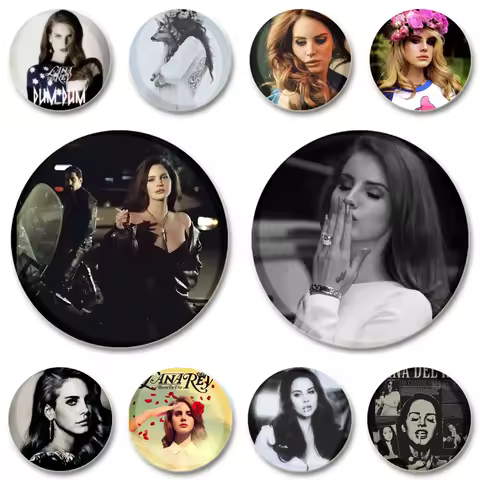 33/44/58mm Pop Singer Lana Del Ray Badge Fashion Round Tinplate Brooch Pins for Clother Backpack Jewelry Accessorie