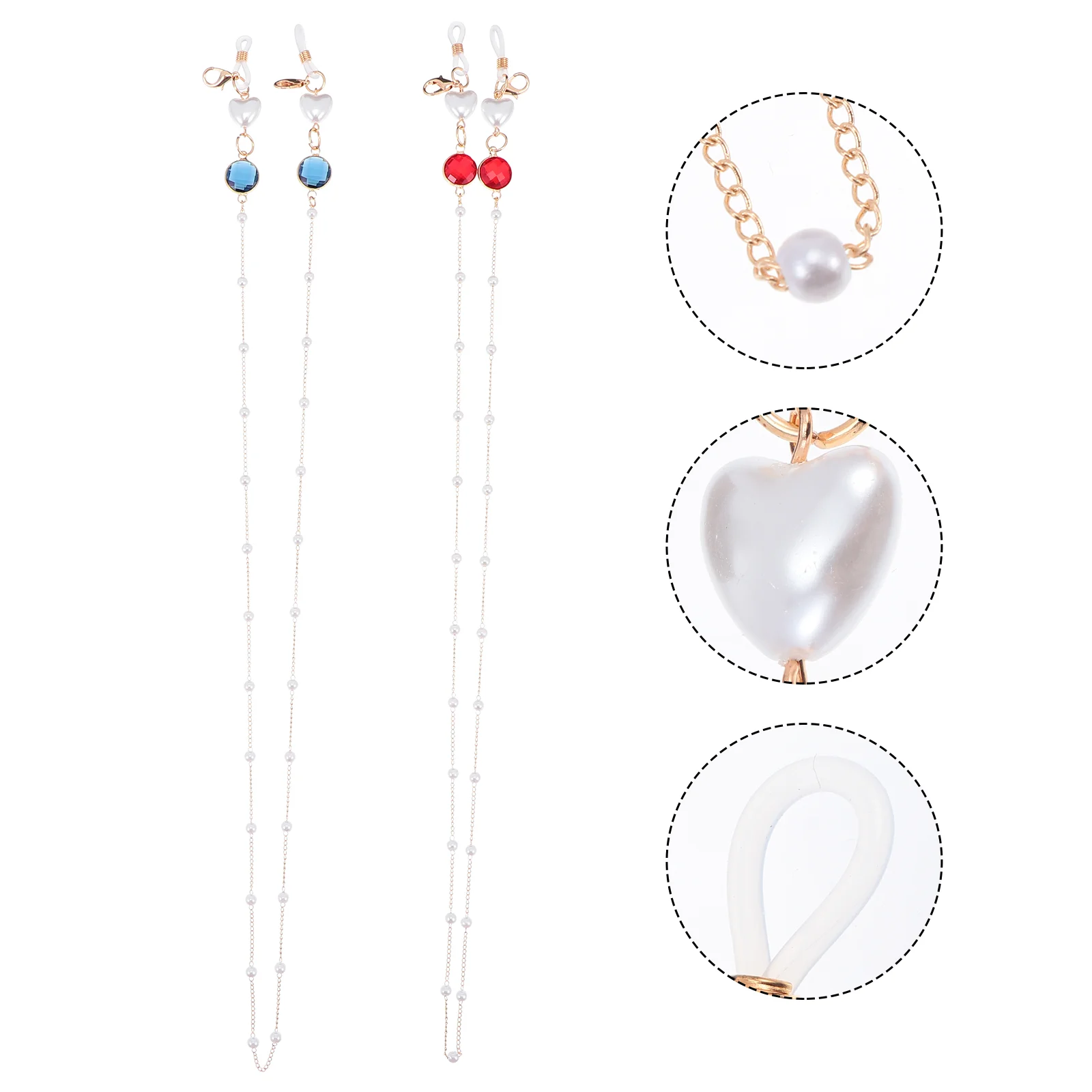 

2 Pcs Anti lost Rope Mask Retainer Chain Eyeglass Face Chains Round Gem Lanyards Holder Anti fall Eyeglasses