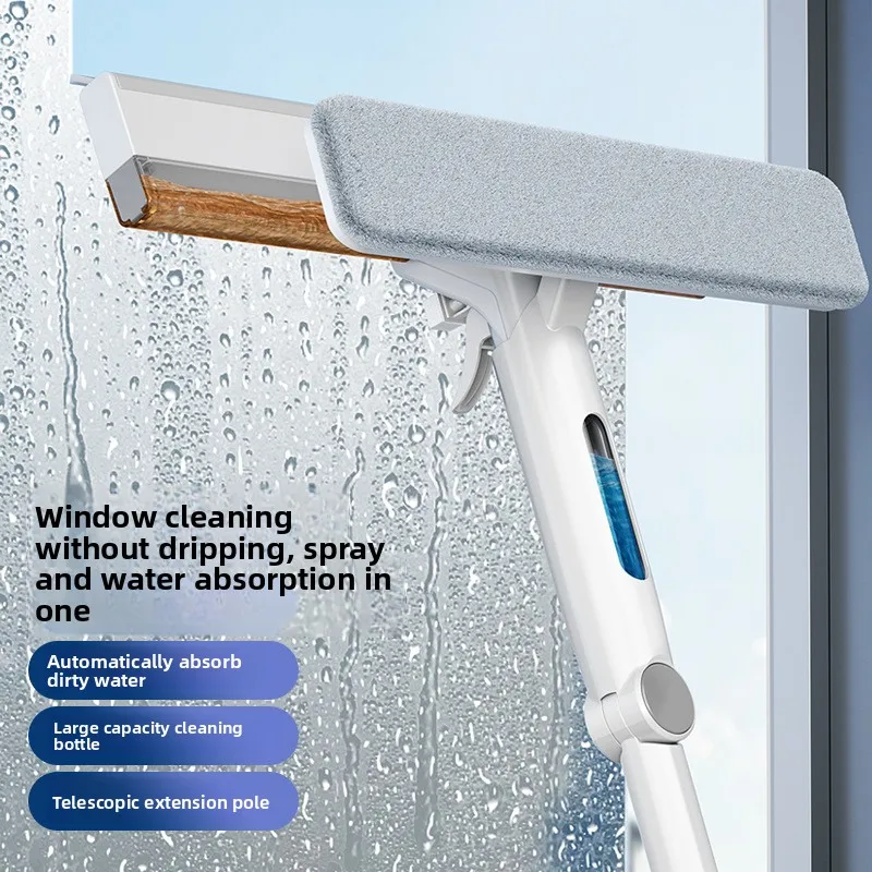 Spray To Collect Dirty Water Double-sided Scraping Glass Cleaning Mop WindowScraping Window Scraper MOP Glass Cleaning Artifact