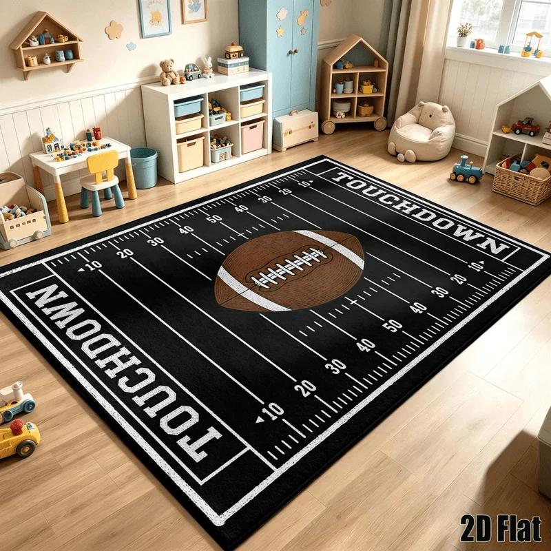 1Pc American Retro Football Field Rug, Retro Art Decorative Rug, Suitable for Living Room, Bedroom, Dining Room, Bedside, Indoor and Study, Home Decoration