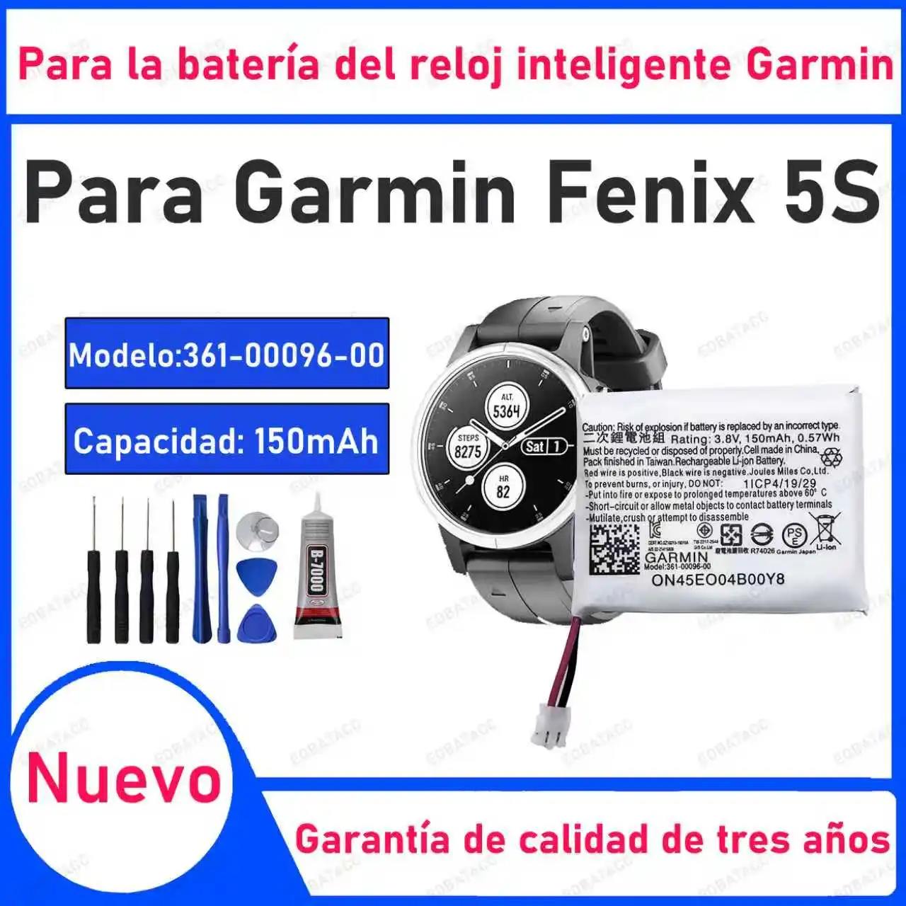 

New High Quanlity Replacement Battery 361-00096-00 For Garmin Fenix 5S Replacement Batteries+Free Tools
