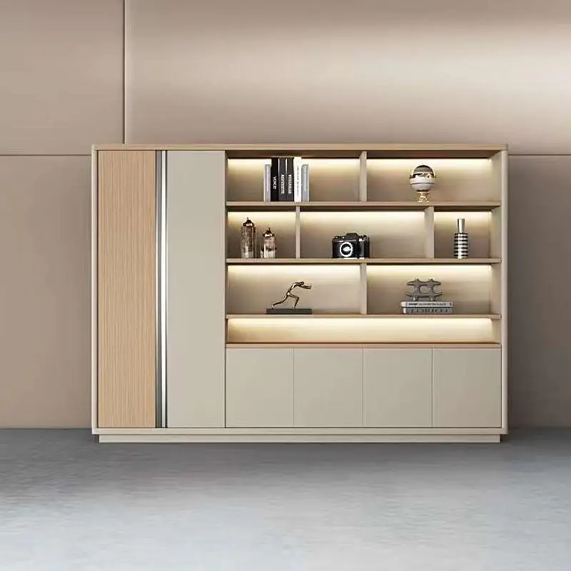 File cabinets, simple modern file cabinets with lighted background, office wooden lockers