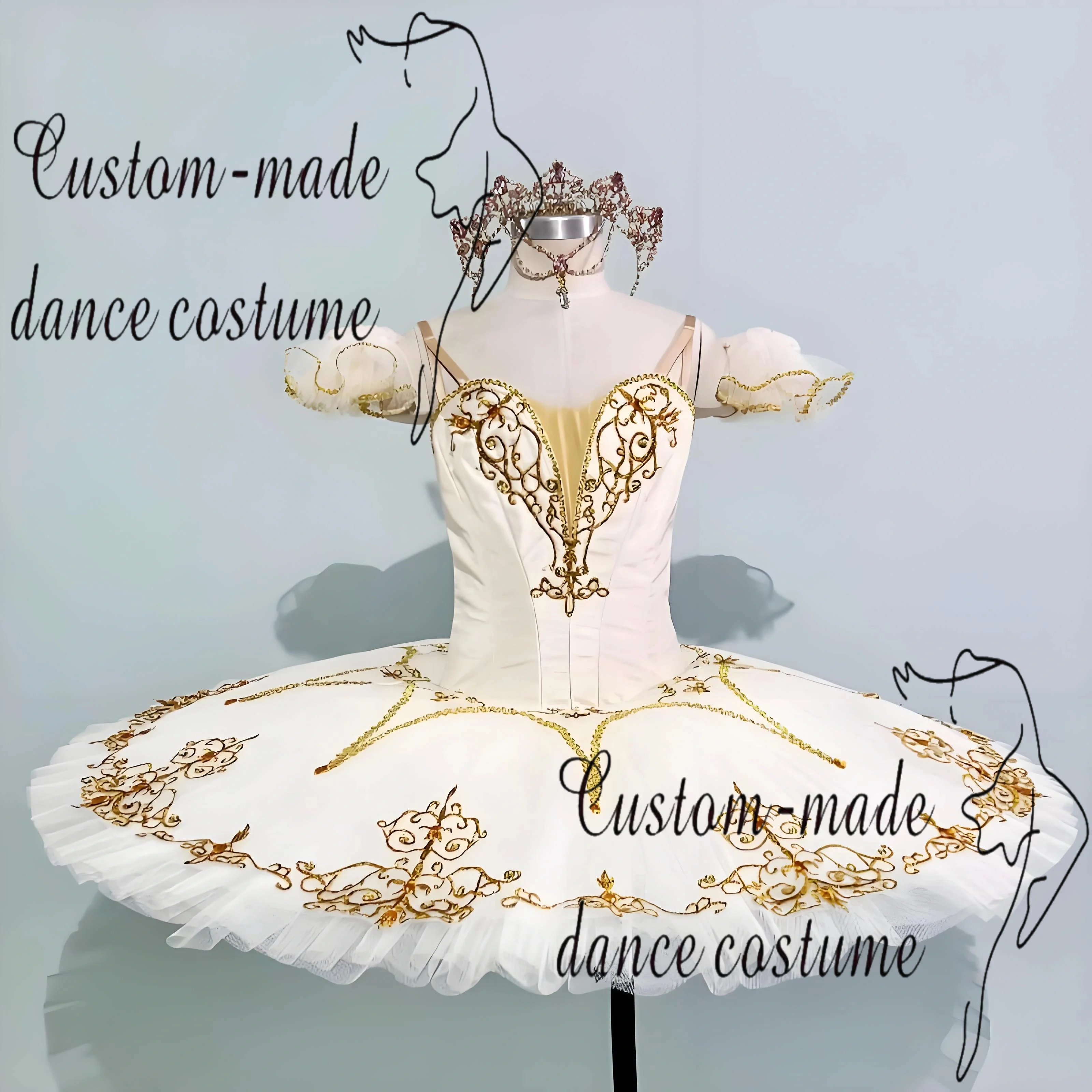 Milk White Nutcracker Variations International Competition Performance Costume Ballet Tut U Plate Skirt
