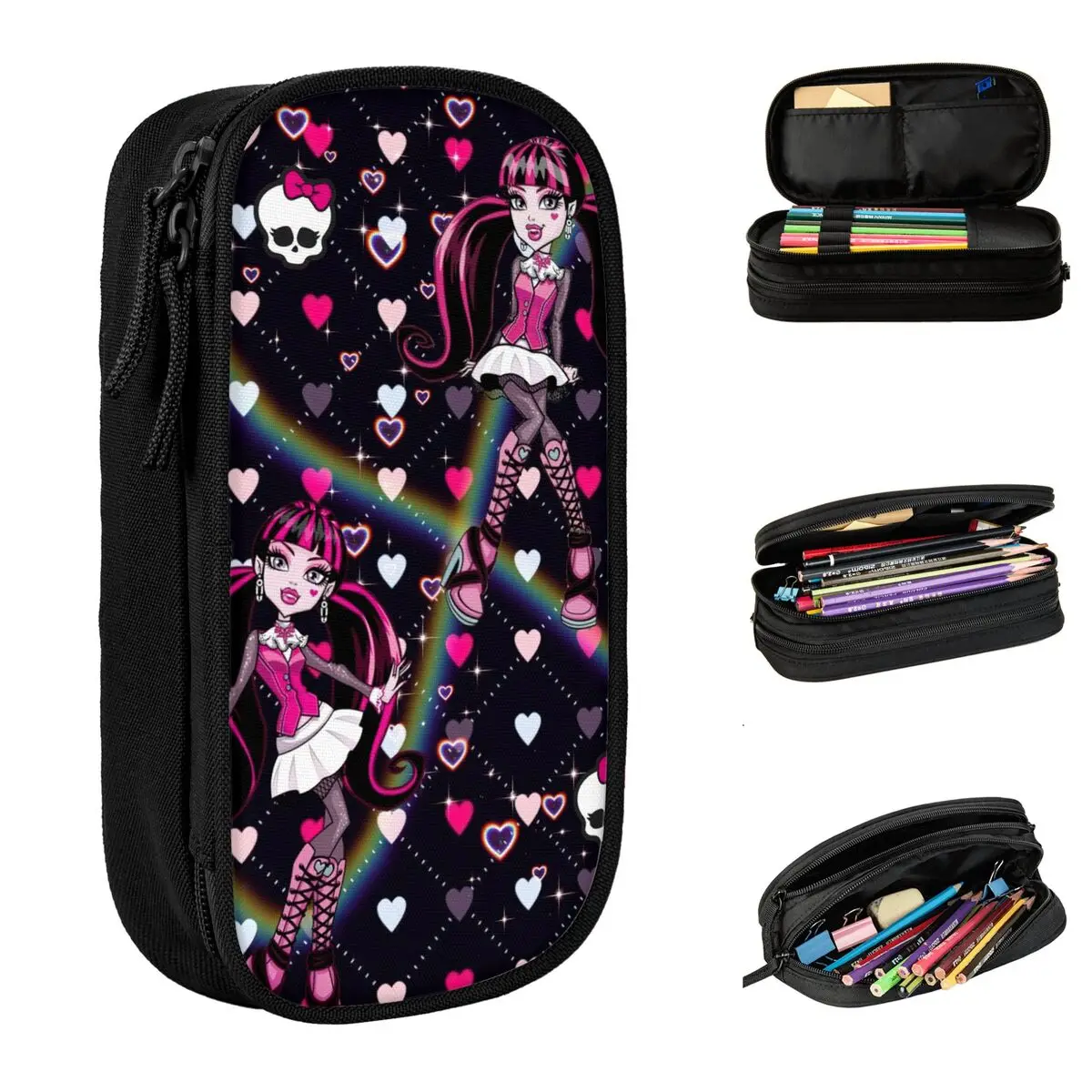 Monster High Pencil Cases Cute Cartoon Pen Bags Girls Boys Big Capacity Office Gift Pencilcases