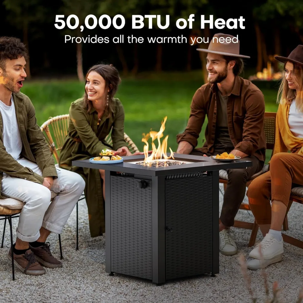 LEGACY HEATING Zeta 1 طاولة حفرة نار البروبان، 50,000 وحدة حرارية بريطانية في الهواء الطلق حفرة نار، 2 في 1 طاولة Firepit مع غطاء، Lava Rock، ETL Certifi #3