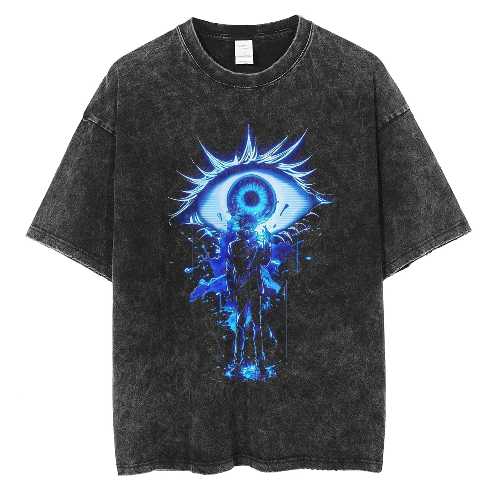 

Gojo Satoru Men's Anime Jujutsu Kaisen Summer Harajuku T-Shirt Cotton Fitness Vintage Street Oversized Women Casual Short Sleeve