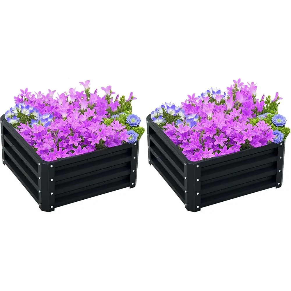 

2 Piece Galvanized Raised Garden Bed, 2x2x1' Metal Planter for Growing Vegetables, Flowers, Herbs, and Succulents in Gray