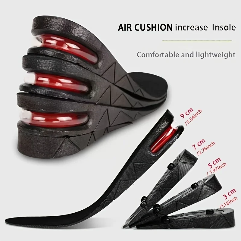 3-9cm Height Adjustable Invisible Insole Cushion - Taller Shoe Heel Support Absorbant Foot Pad