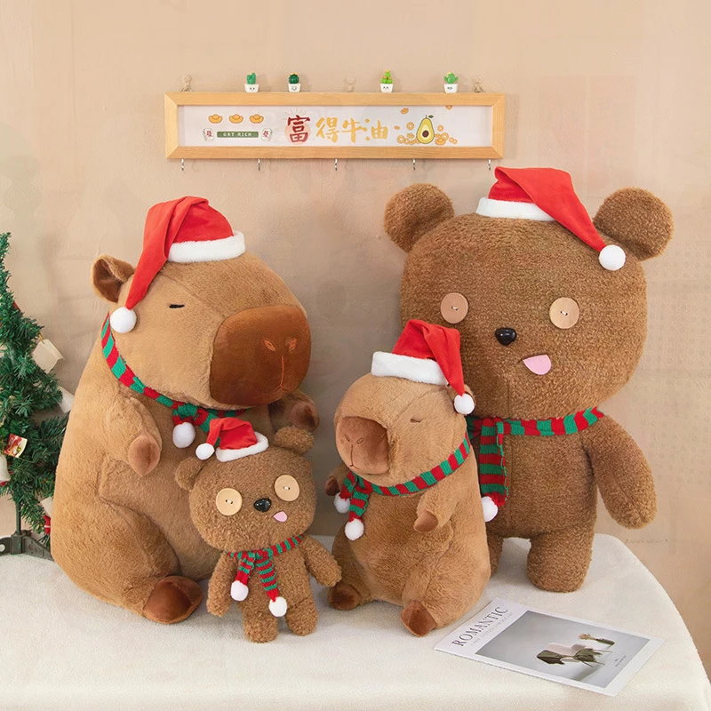 Capybara Plush Toy for Kids Christmas Birthday Gift Soft Stuffed Animal Decorative Throw Pillow Ideal Xmas Present for Children