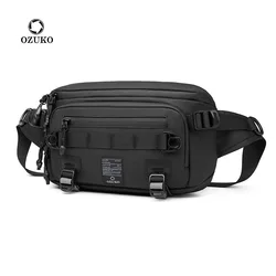 OZUKO Fashion Men Waist Bag Outdoor Sports Tactical Fanny Pack Multifunction Waterproof Male Chest Bag Mens Crossbody Bags