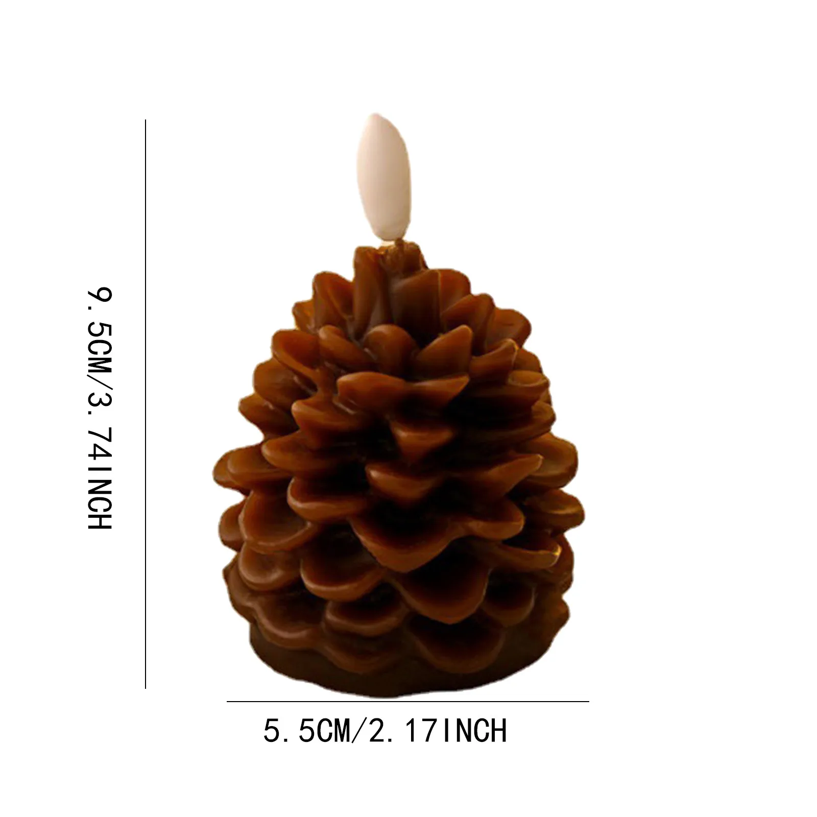 Pinecone Flameless LED Candle Wax Material Construction Control Included Battery Operated Brown Desktop Ornament Bedside Gift