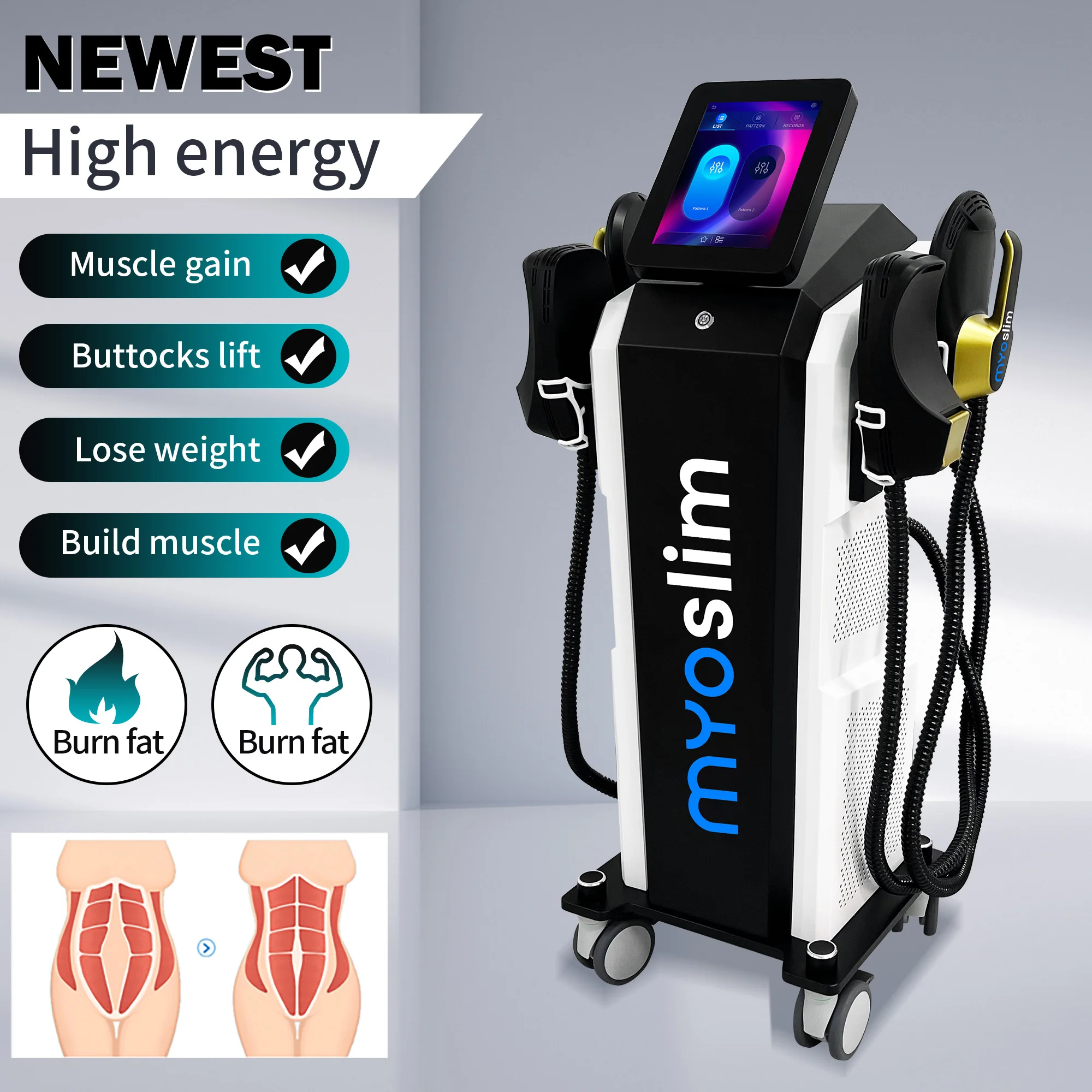 

Myosilm EMS Nova Upgrade Body Sculpting Machine 2025 Professional NEO 6500W 200HZ Abdominal Muscle Building Slimming In Sculpt