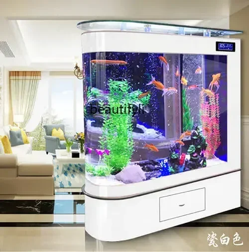 zq Bullet Fish Tank Aquarium Large Fish Globe Partition Ecological Glass Fish Tank Bar Counter