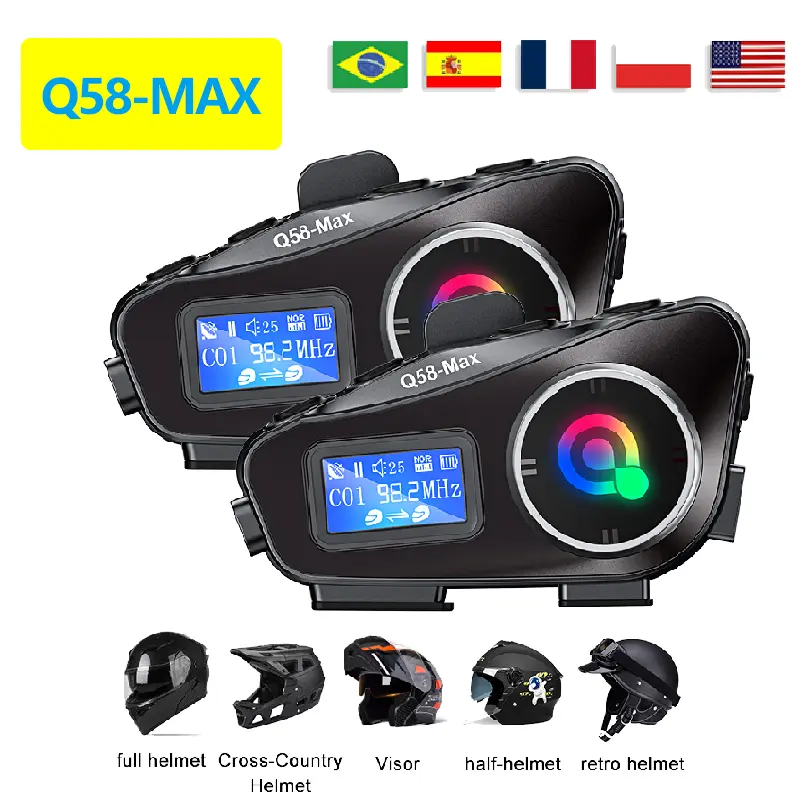 Intercomunicador Bluetooth para casco de motocicleta Q58 Max
