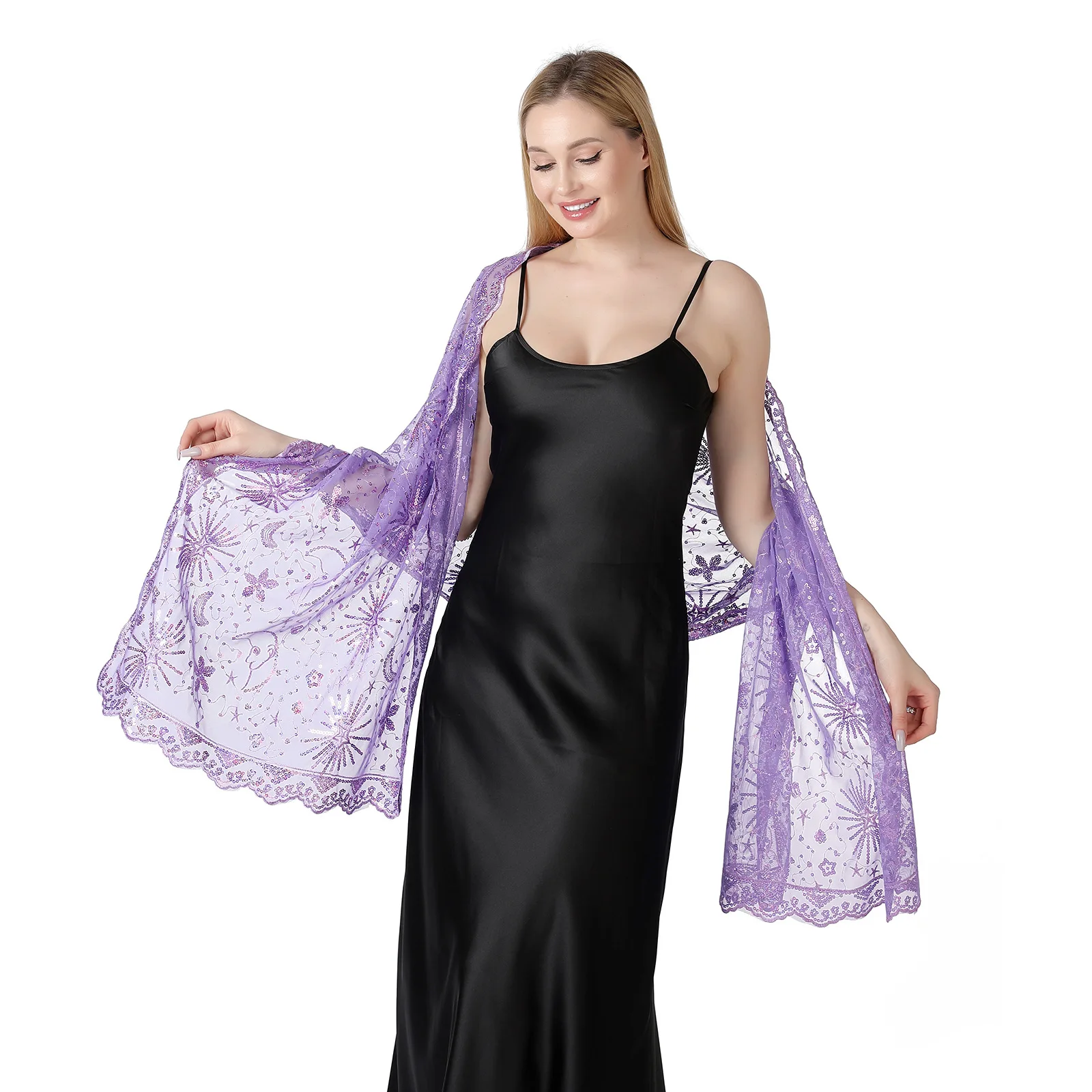 

Women's Shawls and Wraps for Evening Dresses Sparkling Wedding Scarf Fringe Bridal Cape