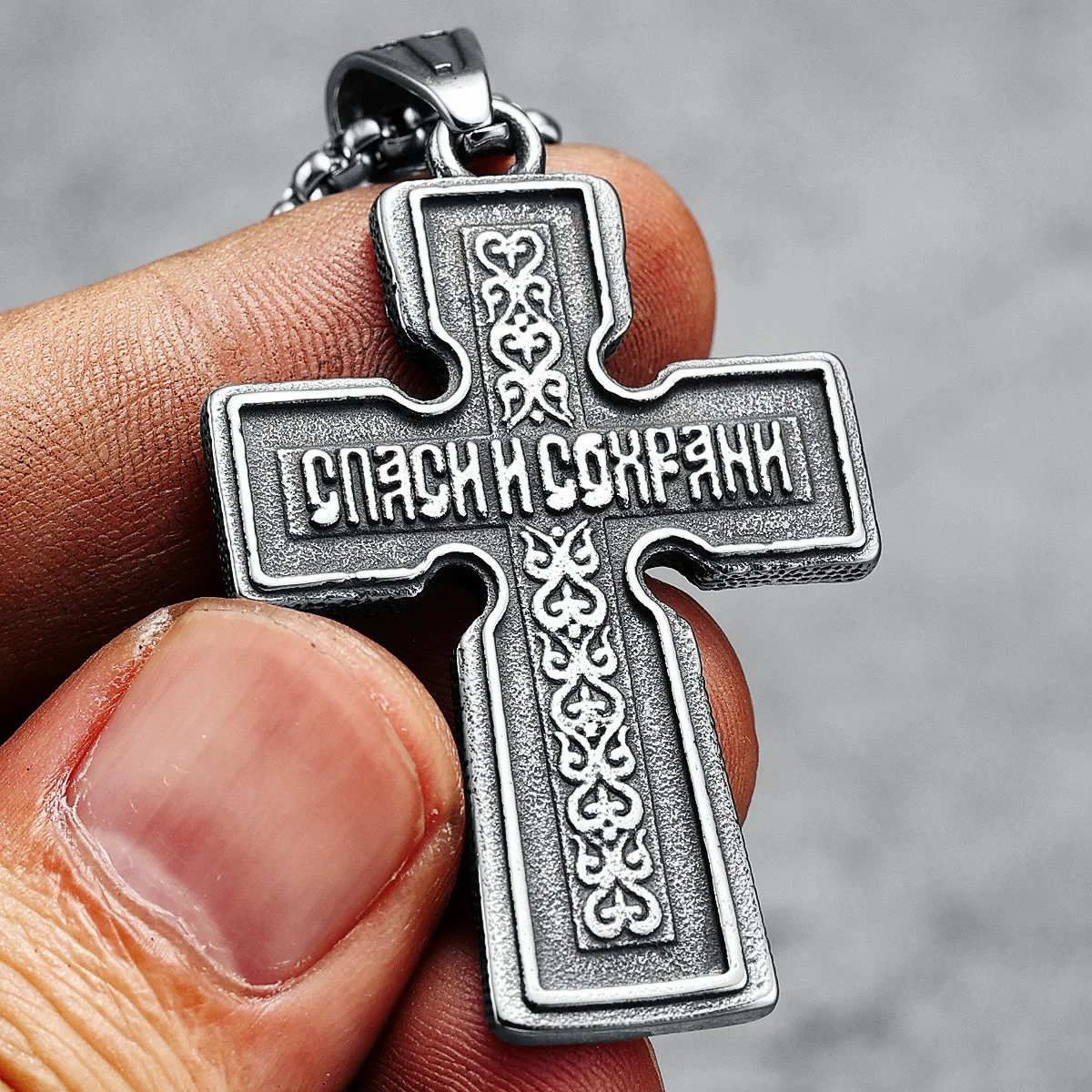 316L Stainless Steel Jesus Cross Pendant Vintage Friday Men Necklace Retro Chain Religion Rock Punk for Biker Male Jewelry Gift