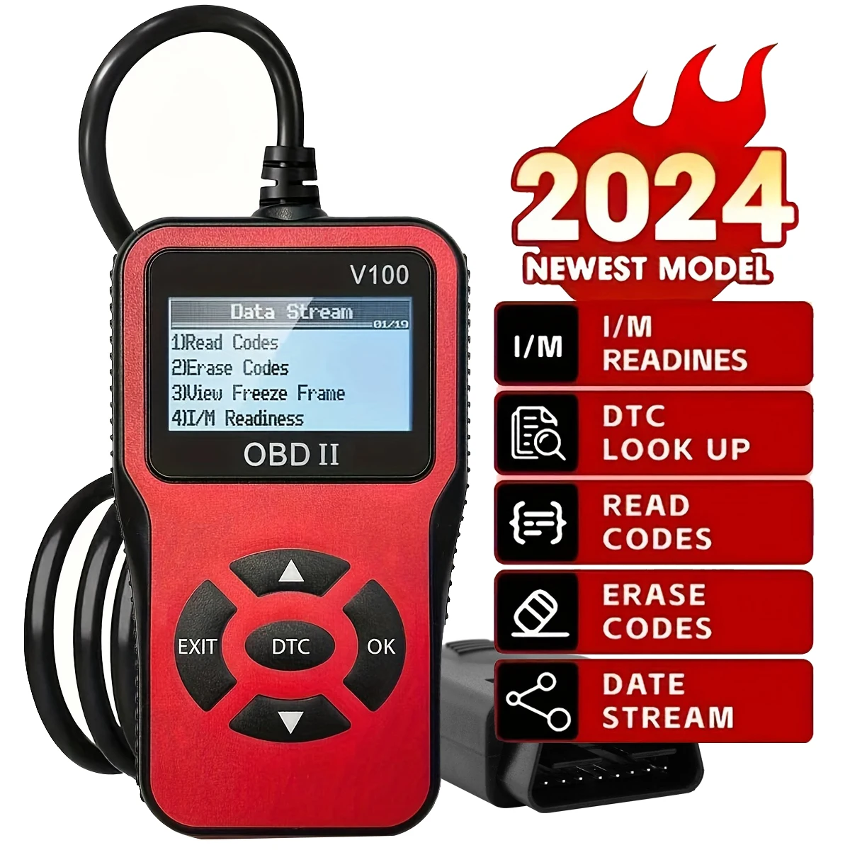Car OBD2 Scanner Diagnostic Tool Code Reader, Car Voltage Tester Engine Fault Code Scanner, Charging Tester Diagnostic Tool R100