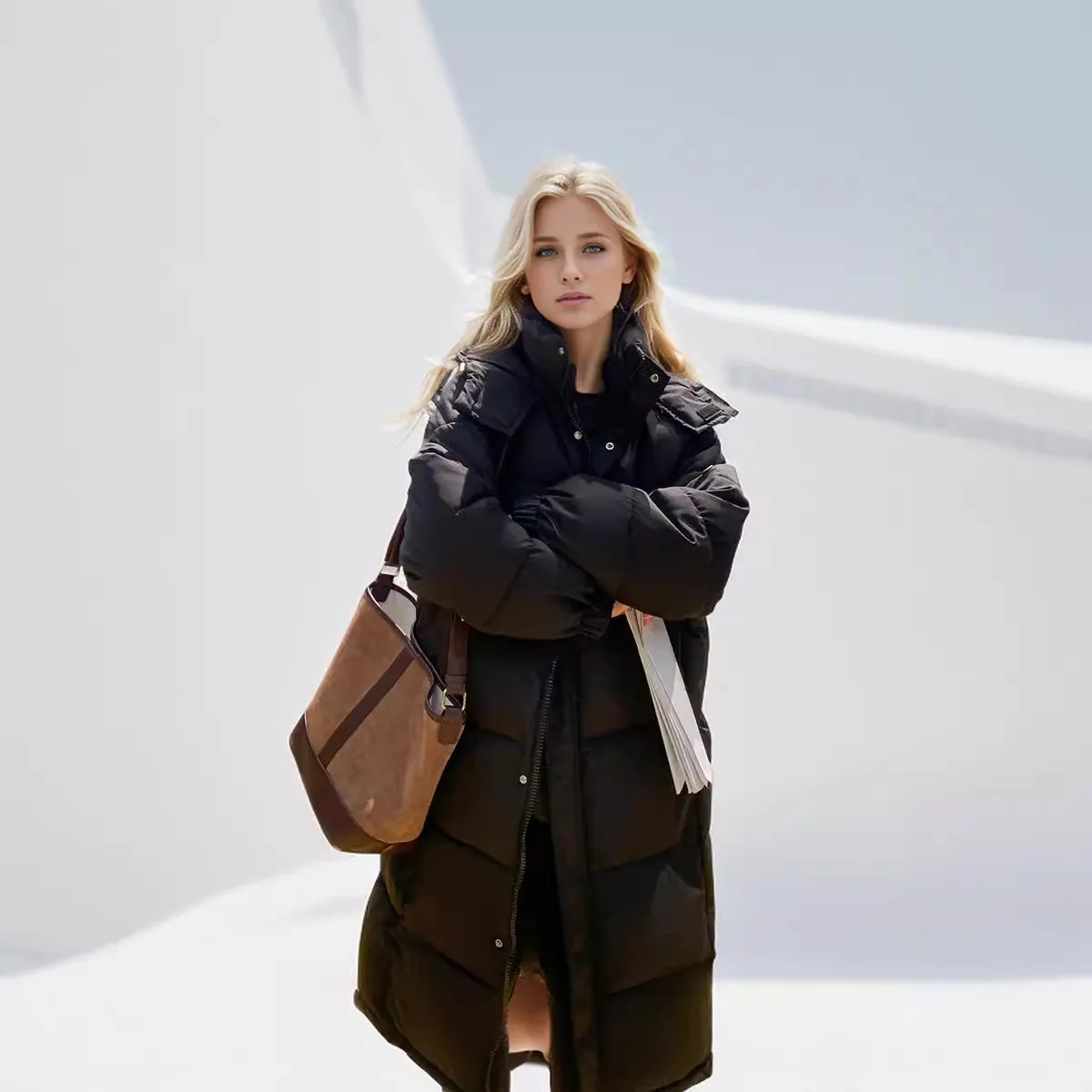 

Длинная хлопковая куртка выше колена, новинка зимы 2021, женская повседневная парка с капюшоном, однотонные парки, пальто, демисезонная куртка для женщин