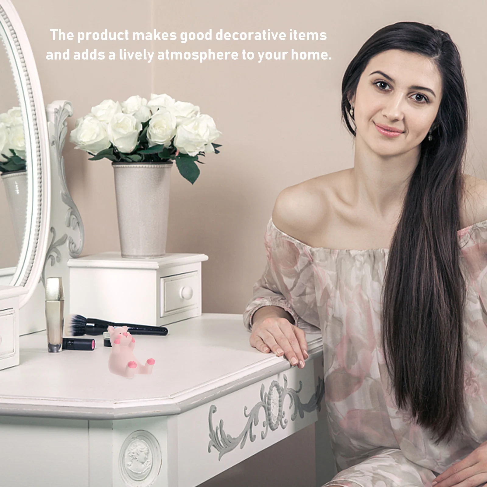 

1Pcs Little Pig Pink Phone Holder Simulation Pig Ornament Decorative Piggy Desktop Decor Unique Gift Lovely Phone Holder