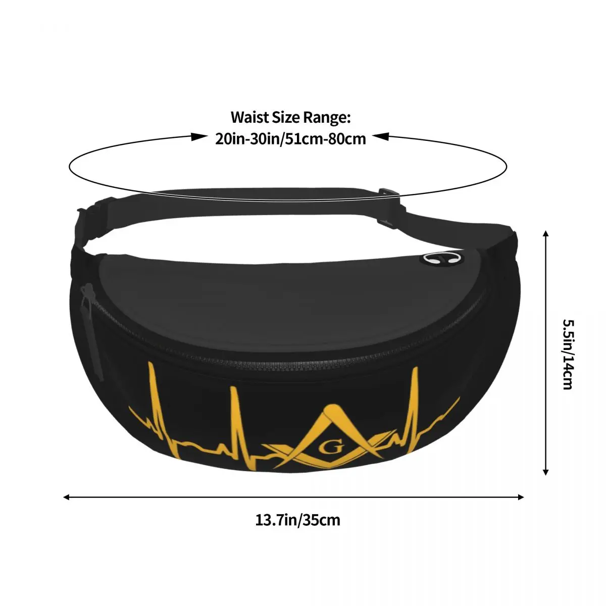 Heartbeat Fanny Pack Mannen Vrouwen Custom Vrijmetselaar Crossbody Heuptas Voor Reizen Wandelen Telefoon Geld Zakje