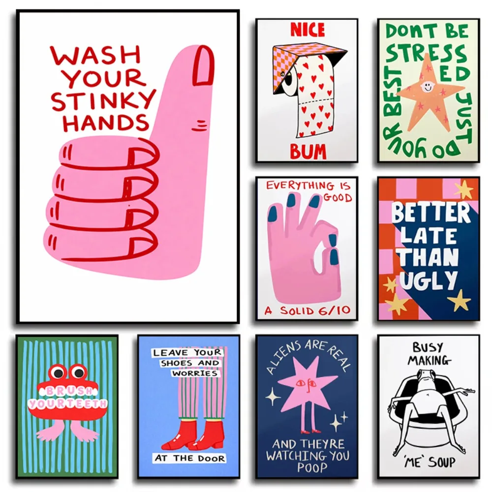 Humorous Slogan Nice Bum Abstract Canvas Print Modern Funny Illustration Art Prints Toilet Bathroom Wall Art Home Decor Poster