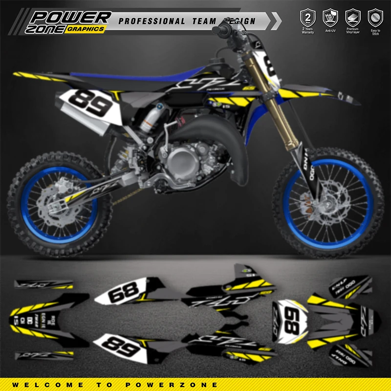 

PowerZone Custom Team Graphics Backgrounds Decals Stickers Kit For YAMAHA YZ65 YZ 65 2018-2023 65cc Number Name Costom