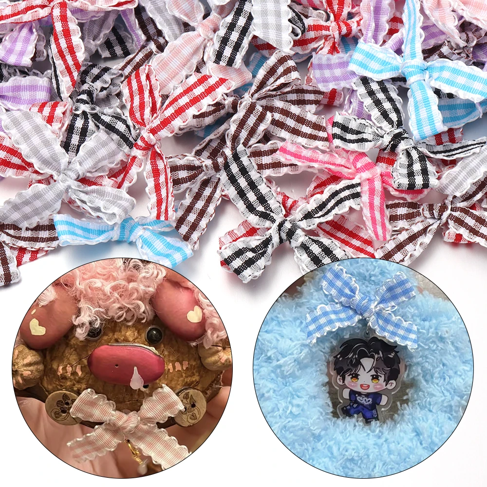 20pcs/lot 4X4.5cm Plaid Ribbon Bows Wavy Edge Polyester Bowknots For DIY Hair Accessories Gift Wrapping Jewelry Making Supplies