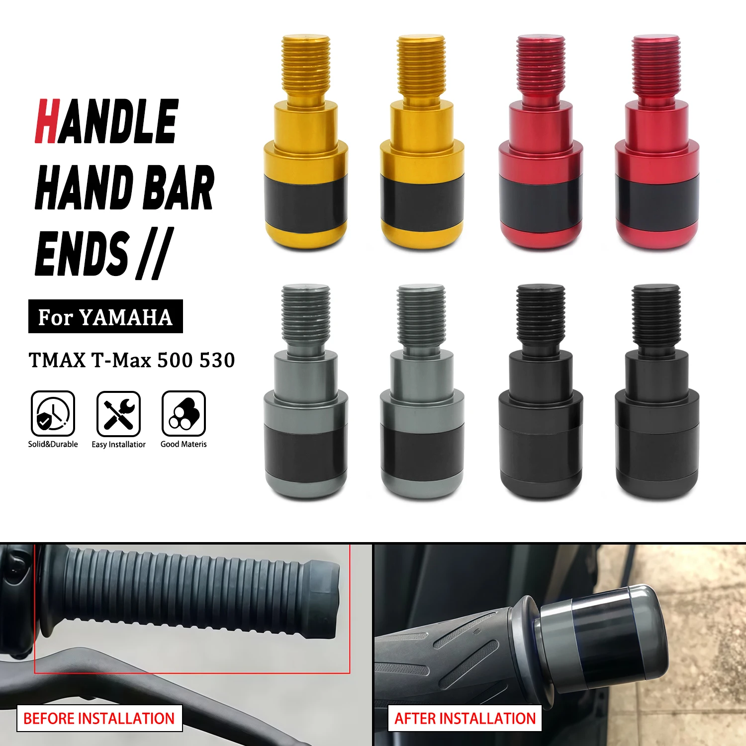 

For YAMAHA T-Max TMAX 500 530 Motorcycle Handlebar End Plug Caps Slider Accessories Weights Handle Grips Bar Ends Protector
