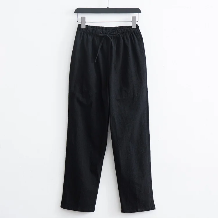 

Men's Cotton Linen Customized Trousers Casual Pants Loose Fit Straight Chinese Style