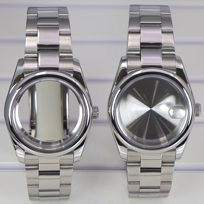 Часы 36 мм 40 мм, зеркальные браслеты, запчасти из сапфирового стекла для Seiko nh35 nh36 Miyota 8215, циферблат 28,5 мм, нержавеющая сталь, Устрица