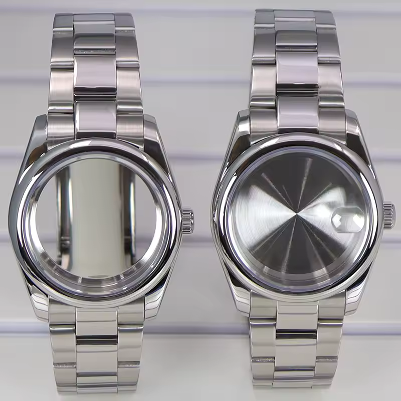 Caja de reloj de 36mm y 40mm, pulseras, piezas de cristal de zafiro para Seiko nh35 nh36 Miyota 8215, movimiento de 28,5mm, esfera de acero inoxidable oyster