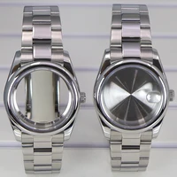 Caja de reloj de 36mm y 40mm, pulseras, piezas de cristal de zafiro para Seiko nh35 nh36 Miyota 8215, movimiento de 28,5mm, esfera de acero inoxidable oyster