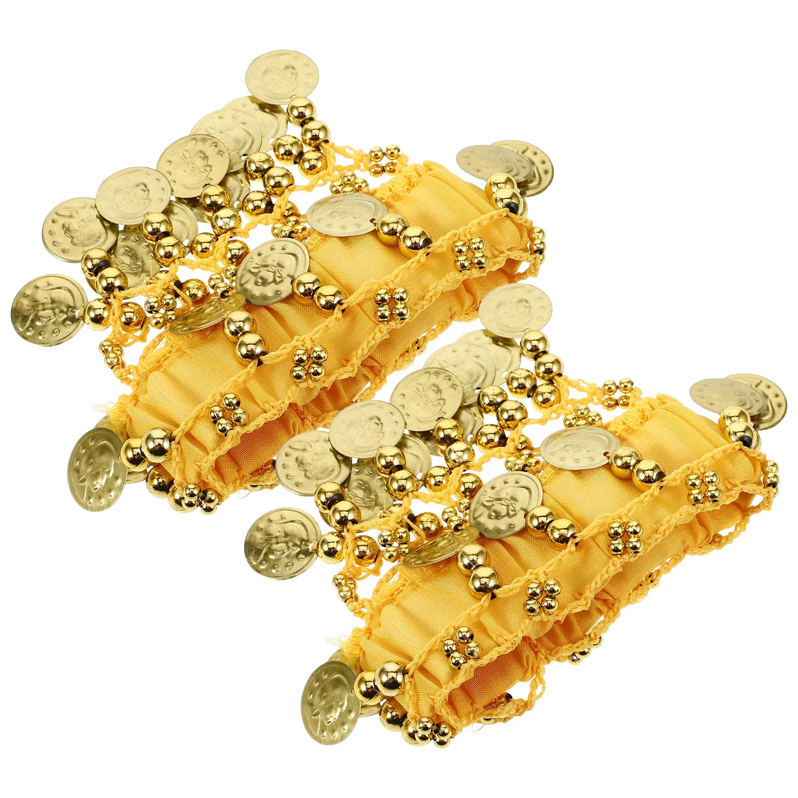 

1pcs 1 Pair Yellow Anklets Lightweight Coin Anklets Foldable Stainless Steel Women Dancer Accessories Yoga Fitness