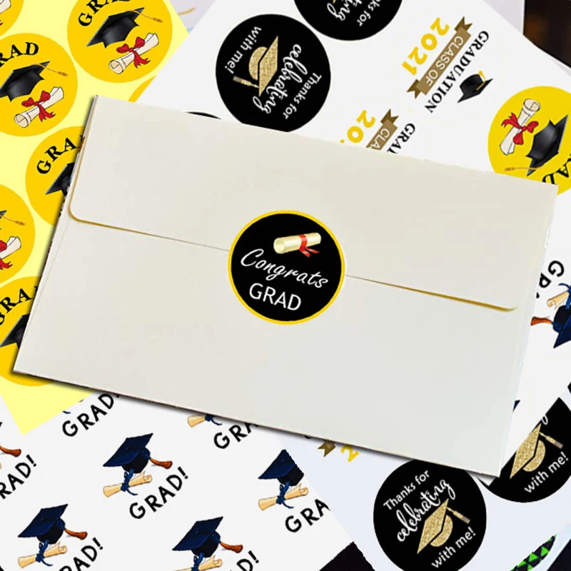 ﻿ ﻿   24 قطعة قبعة التخرج البكالوريوس على شكل ملصقات التسمية الخريجين ديكور ذاتي الصنع هدية ختم تسميات تهنئة غراد حفلة لصالح المورد