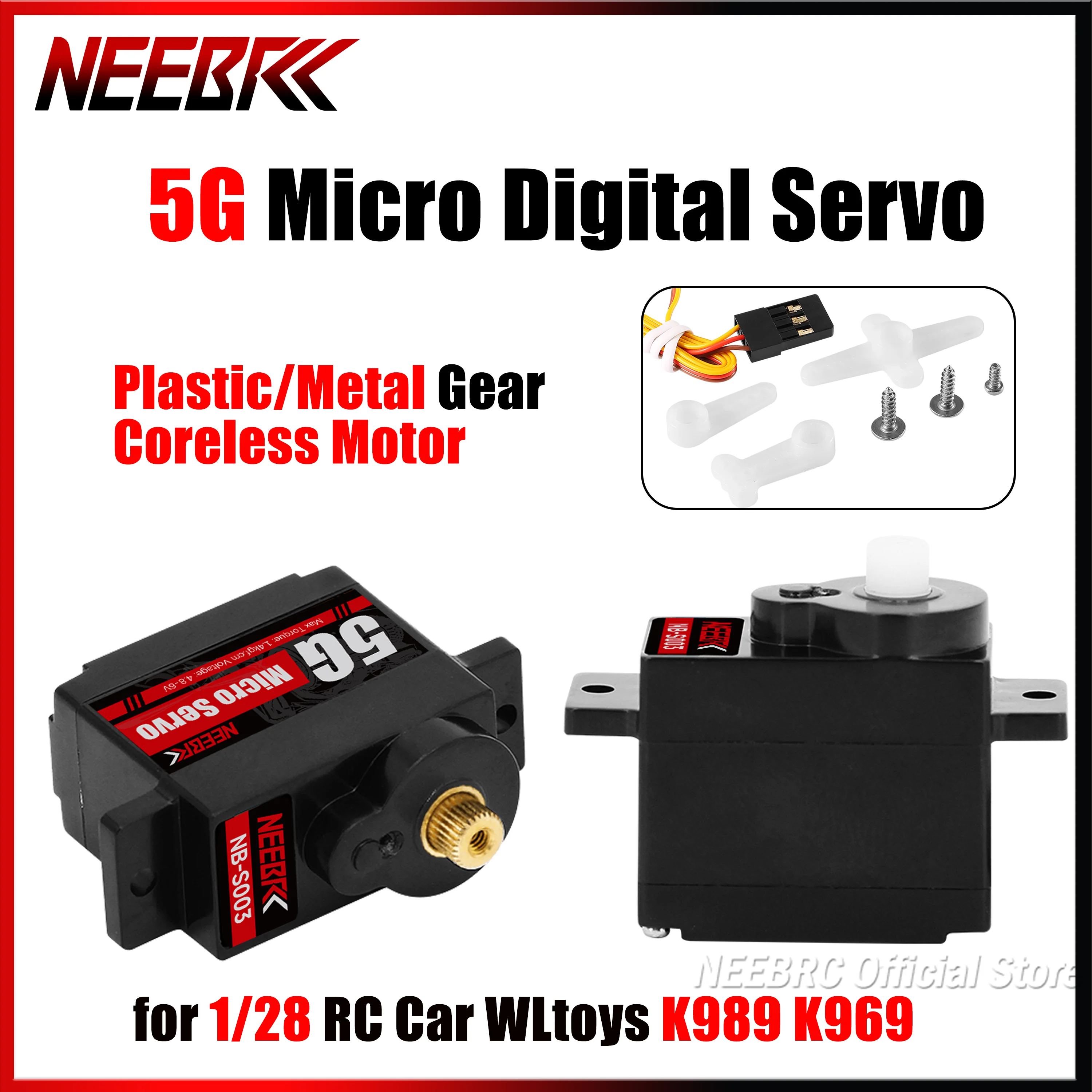 

NEEBRC 5G Coreless Motor Micro Digital Metal/Plastic Gear Servo for RC Car Truck Helicopter Drone Fixed-Wing Boat Accessories