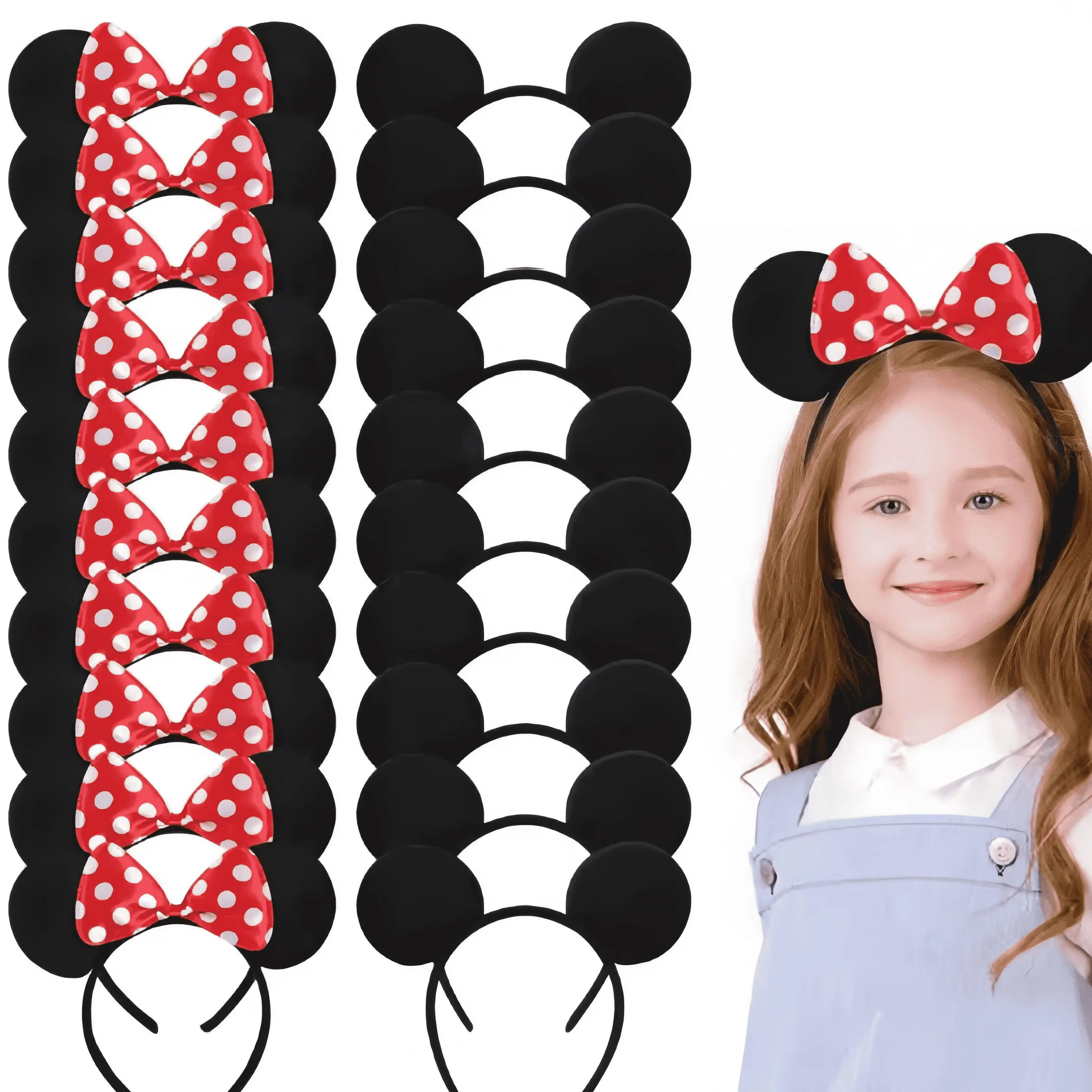 Bandeau oreilles de Minnie Mouse, nœud solide, fournitures de fête d'anniversaire, costume sur le thème du Mickey Mouse, cadeaux de décoration Cosplay, nouvelle collection
