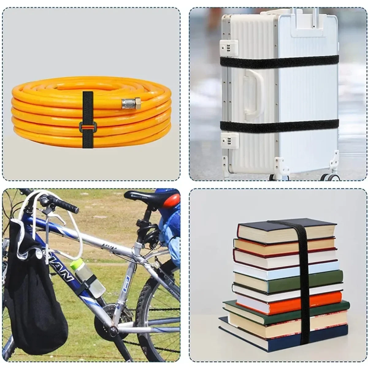 Adjustable Fastening Hook And Loop Straps With 25 Buckles Free Cut Length Cord Straps For Sewing And Cable Wire Manageme