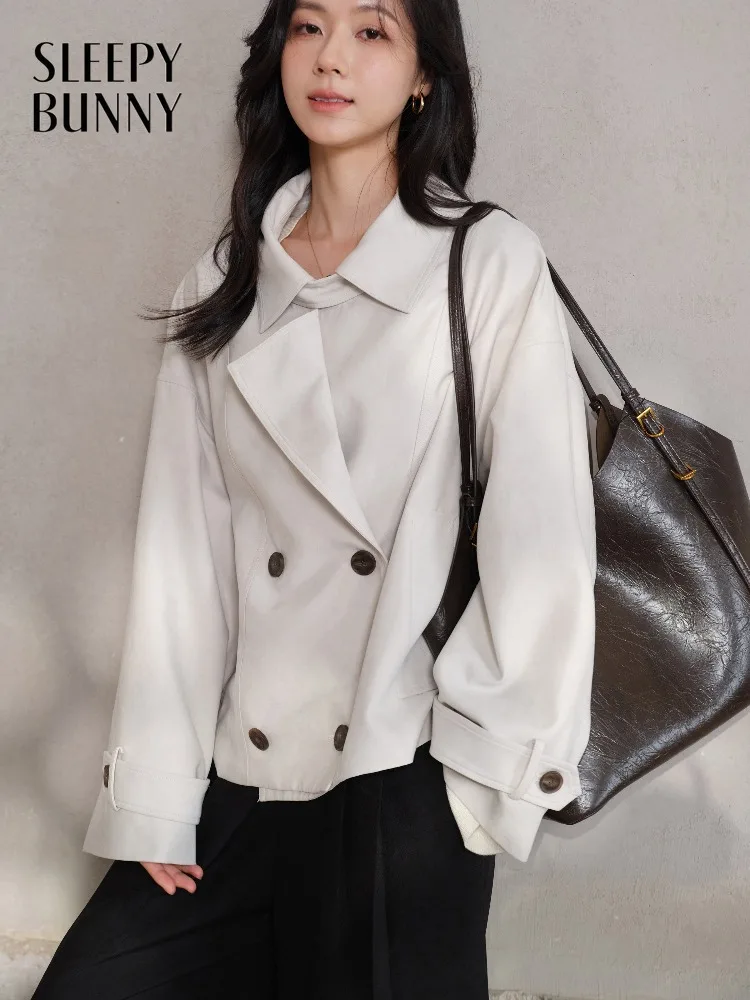 

Женский укороченный плащ с лацканами в британском стиле, весенний, двубортный, свободный, элегантный, повседневный, модный ветрозащитный плащ