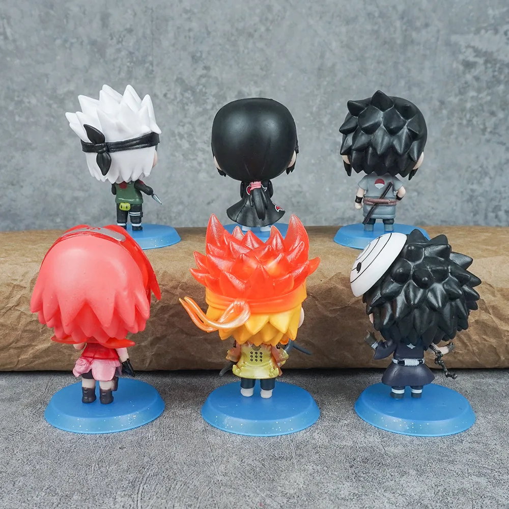 6PCS Anime Naruto Figure Toys Set Uzumaki Naruto Uchiha Sasuke Action Anime Model PVC Statue figurine Collectible Toy