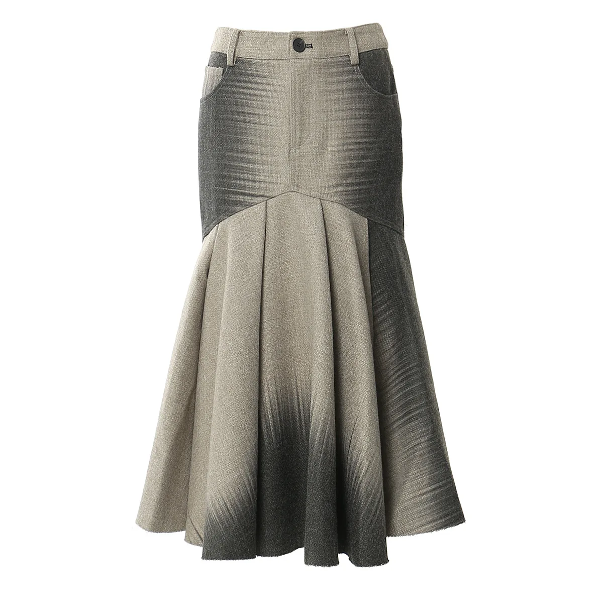 25 Autumn Winter Print Wool Tailored Mermaid Skirt Women Fashion