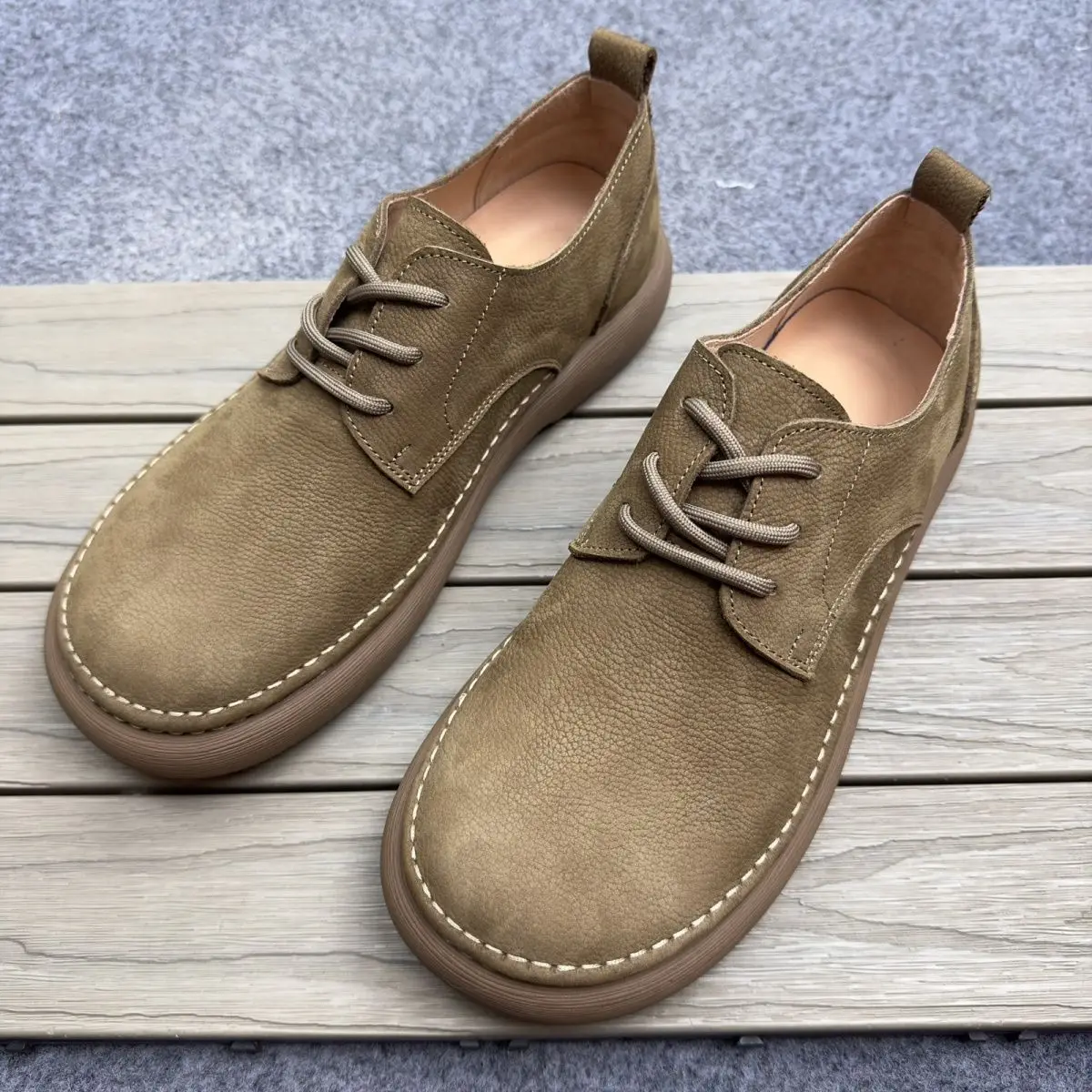 

Retro natural leather shoes men's 2026 new cowhide breathable versatile soft leathers spring lace-up low-top casual shoes man