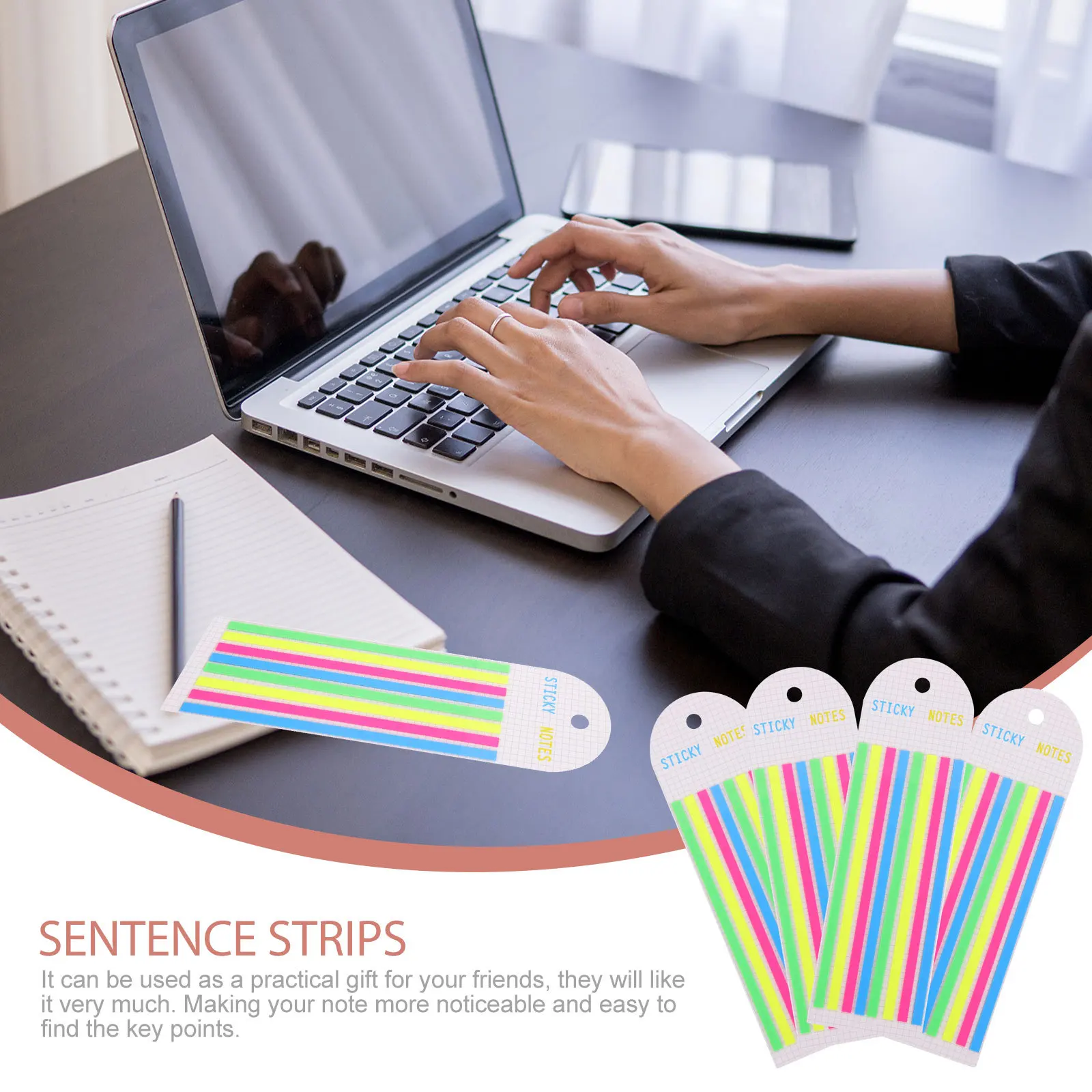 

4 Books Long Transparent Highlight Strips Portable Page Markers Reading Aids Dyslexia Focus Practical Gift Office Products