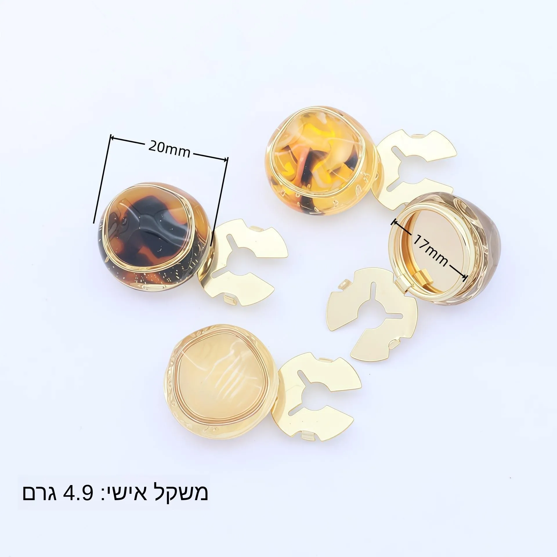  Amber Pearl Shirt Cufflinks Button Cover Collar Button Rhinestone Decorated Women's Fashion Sleeve Buttons