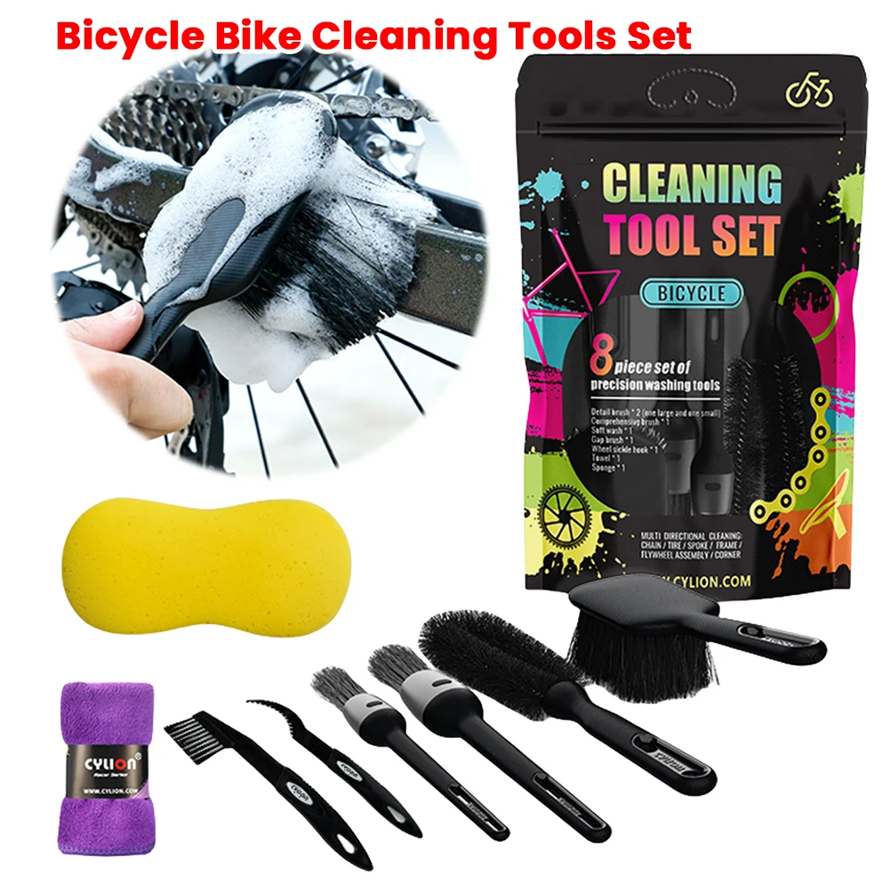 

Bicycle Bike Cleaning Tools Set Bicycle Cleaning Brush Tool Bike Cleaning Kit for Mountain Road City BMX and Folding Bike