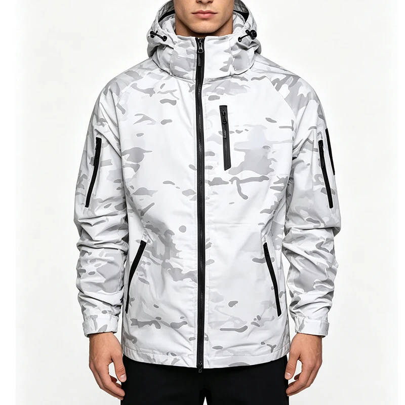 TRNBAC Polyester Cotton MCAP Snow Camouflage White Coat Outdoor Commuting Spring And Autumn Men And Women Tactical Top
