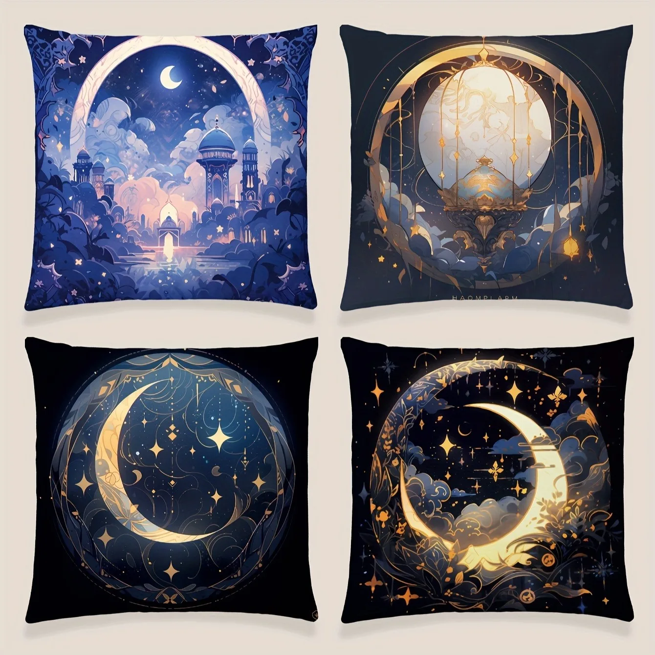 Ramadan decoration pillowcase crescent moon star pattern living room sofa cushion cover home bedroom room decoration