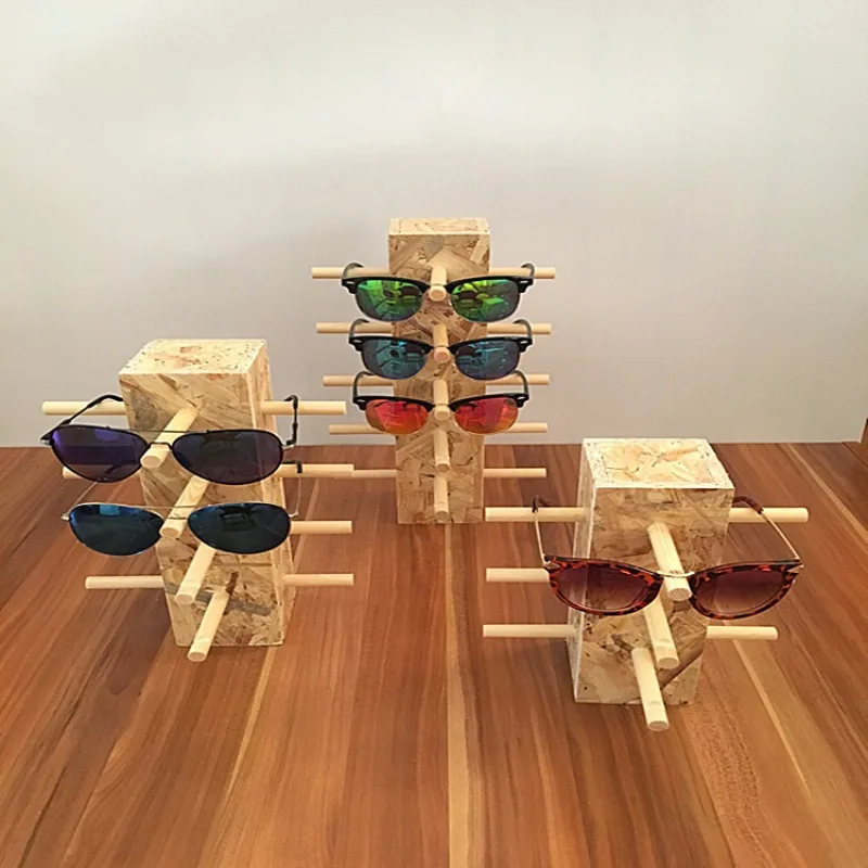 New combined glasses display props multi-layer display rack wooden retro sunglasses shelf