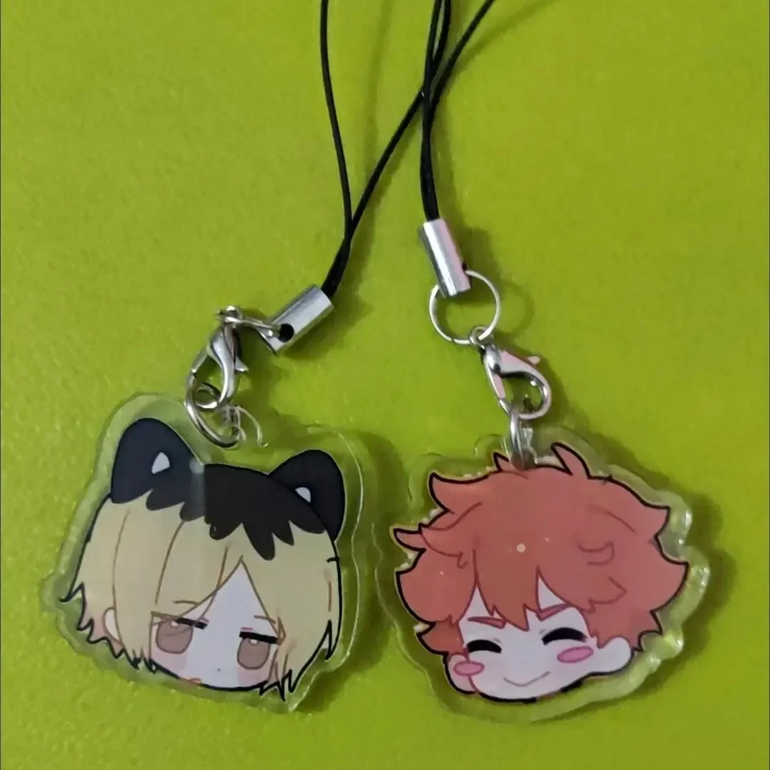 Haikyuu Anime Phone Chain Kozume Kenma Oikawa Tooru Cartoon Rope Lanyard Acrylic Pendant Kawaii Hanging Q Version Accessories