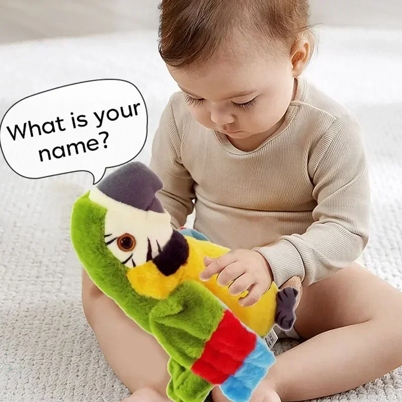 Electronic Record Animated Bird Speaking Parrot Pet Plush Toys,Talking Macaw Parrot Repeat What You Say Stuffed Animal Plush Toy