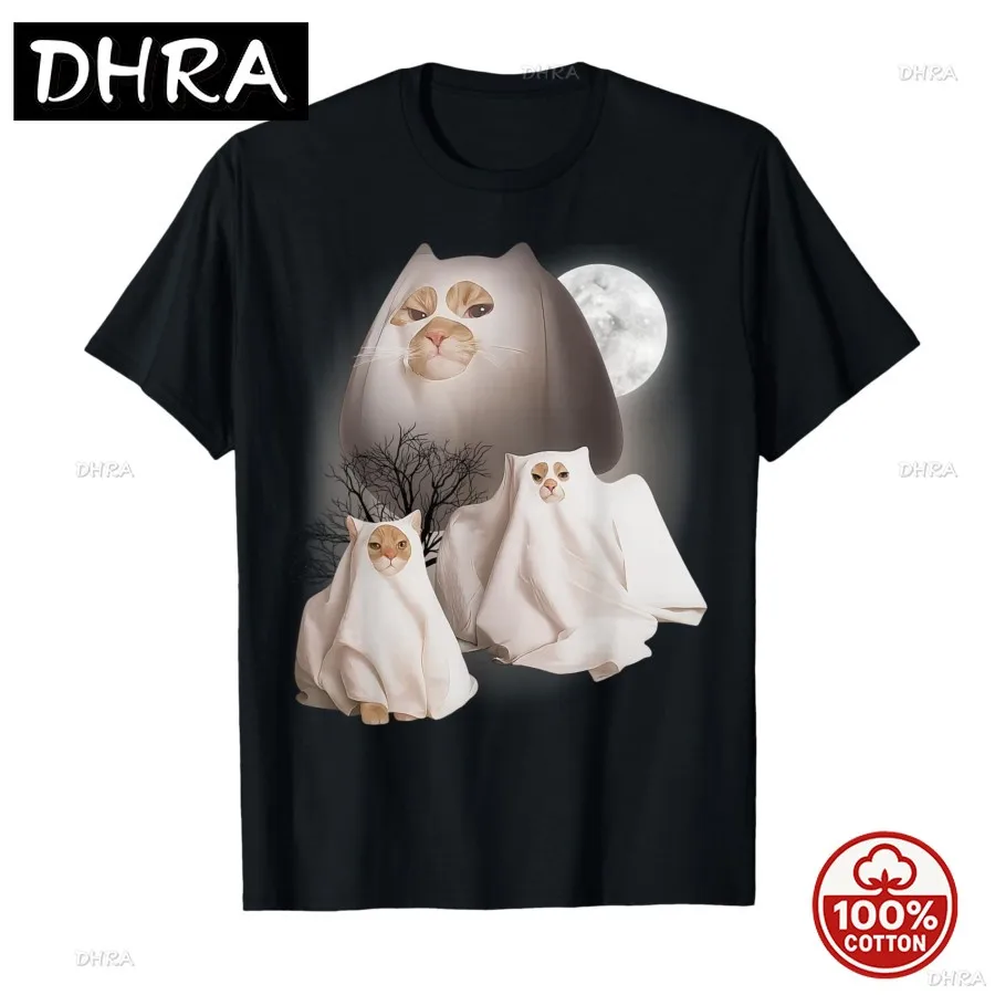 

Women's Casual Short Sleeve Crew Ghost Cat Meme Funny Halloween T-shirt for Women T Shirts Short Sleeve Tops Vintage Clothes